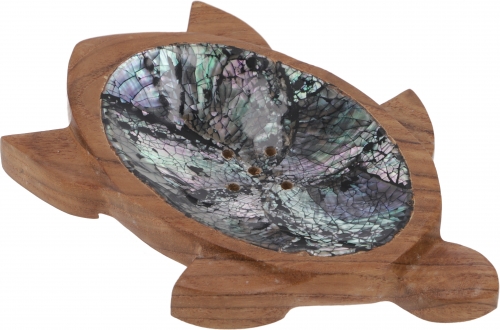 Wooden soap dish with mother-of-pearl - turtle - 1,5x15x11 cm 