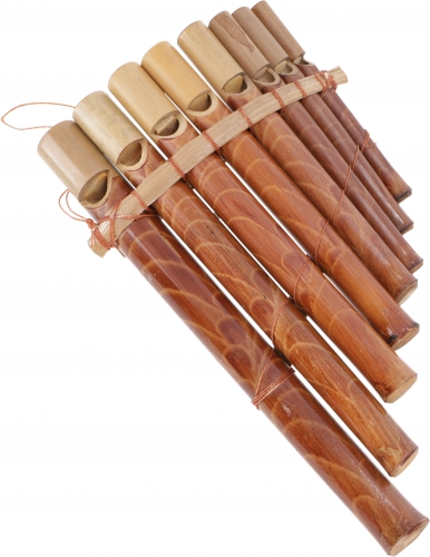 Musikinstrument aus Holz, handgearbeitete Pfeife - Panflöte - 20x12x1 cm 