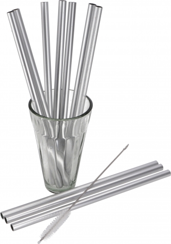 Metal drinking straws with cleaning brush 10 pieces - 20x0,7x0,7 cm  0,7 cm