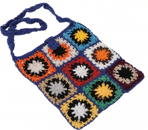Crocheted shoulder bag, Granny Square shoulder bag round - model 4 - 27x27x2 cm 