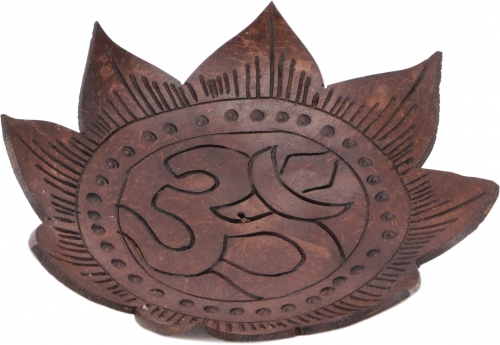 Exotic lotus incense holder made from coconut - 3x11x11 cm 