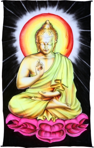 Goa Wandtuch, UV Schwarzlicht Wandbehang, pcychedelic Wandbild - Maditation Buddha - 200x120x0,2 cm 
