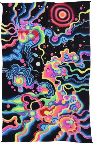 Goa wall scarf, UV black light wall hanging, pcychedelic wall mural - Psychedelic - 200x120 cm