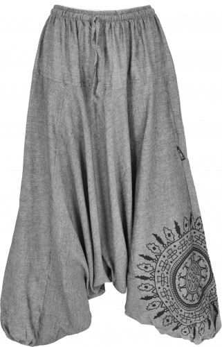 Harem pants harem pants,bloomers with mandala, cotton aladdin pants - gray