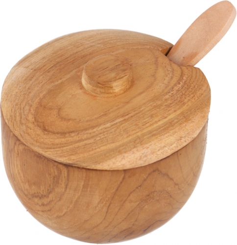 Exotic sugar bowl, spice jar incl. wooden spoon - 7x8x8 cm 