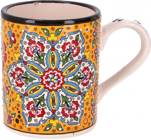 Handbemalter trkischer Kaffeebecher, orientalische Kaffeetasse - safran - 10x12x8 cm 