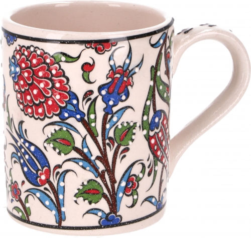 Hand-painted Turkish coffee mug, oriental coffee cup - white - 10x12x8 cm 