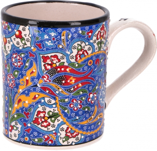 Handbemalter trkischer Kaffeebecher, orientalische Kaffeetasse - blau - 9x8x8 cm 