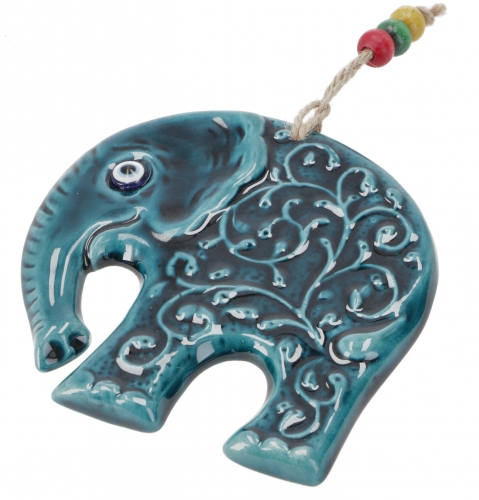 Ceramic protective eye, boho wall decoration - elephant - 11x11x0,5 cm 