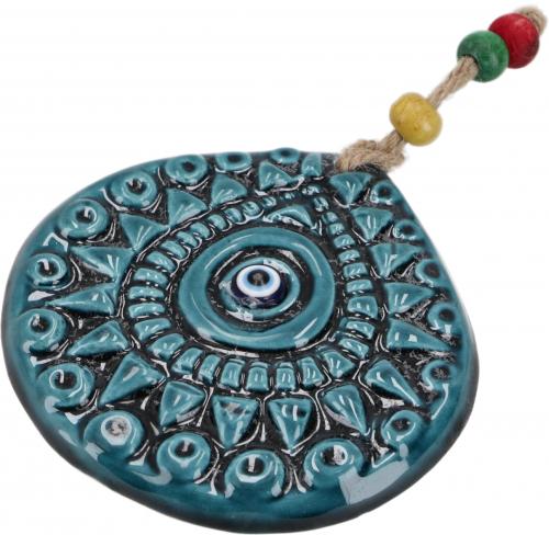 Ceramic protective eye, boho wall decoration - drops - 9x9x0,5 cm 