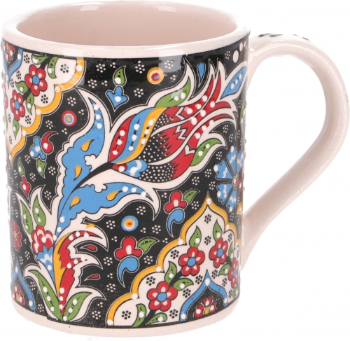 Hand painted Turkish coffee mug, oriental coffee cup - black - 9x8x8 cm 
