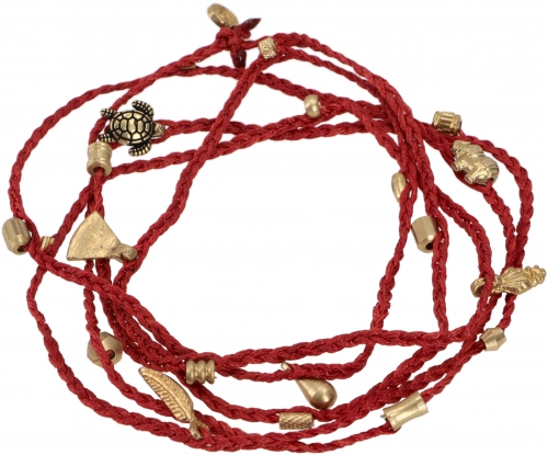 Macram necklace, transformable boho necklace, bracelet - red