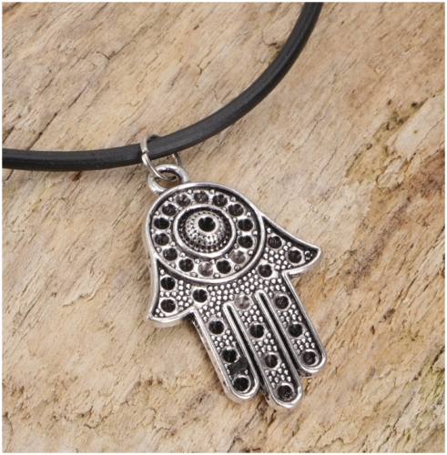 Ethno necklace, costume jewelry necklace - Hamsa hand - 3x2 cm