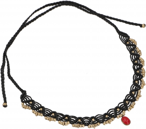Macram necklace bead, hippie boho necklace - black #1