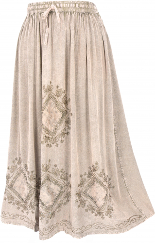 Embroidered boho hippie skirt, Indian maxi skirt - beige/Design 9