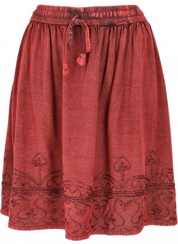 Embroidered boho mini skirt - red