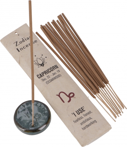 Horoscope incense sticks with matching incense holder - Capricorn/cedar wood