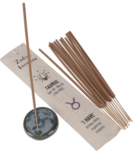 Horoscope incense sticks with matching incense holder - Taurus/Tea Tree