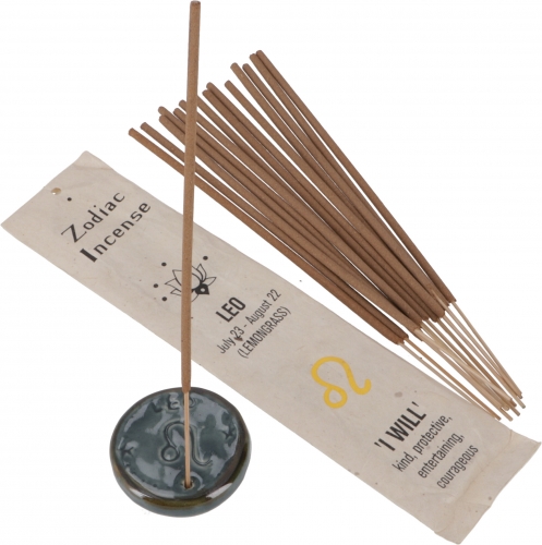Horoscope incense sticks with matching incense holder - Leo/lemongrass