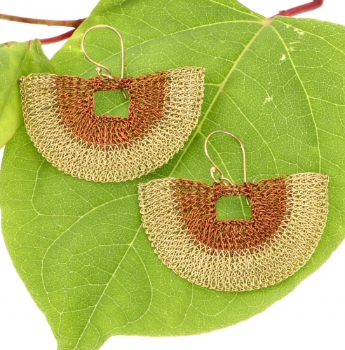 Boho earrings made from crocheted wire - model 8 - 4x5 cm
