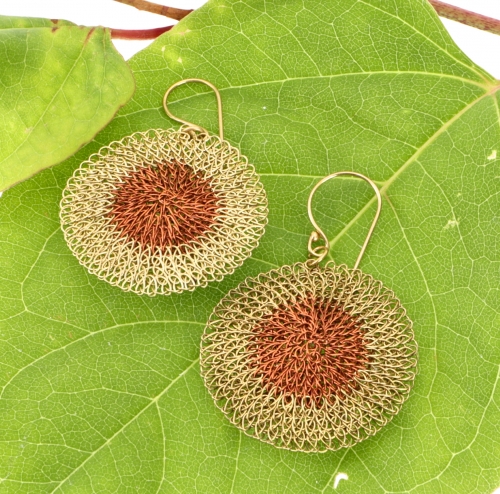 Boho earrings made from crocheted wire - model 6 - 4,5 cm 3,5 cm