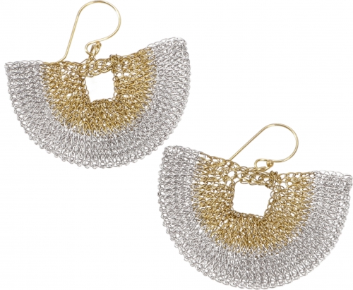 Boho crochet wire earrings - model 11 - 4x5 cm