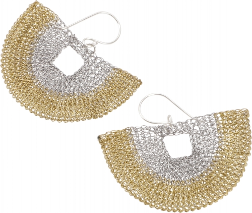 Boho earrings made from crocheted wire - model 7 - 4x5 cm