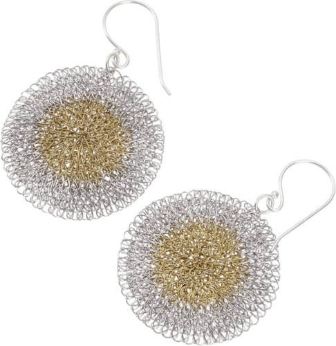 Boho earrings made from crocheted wire - model 4 - 4,5 cm 3,5 cm