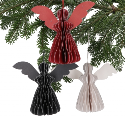Set of 3 Christmas decorations, Christmas decoration made of honeycomb paper - angels - 15x15x5 cm 