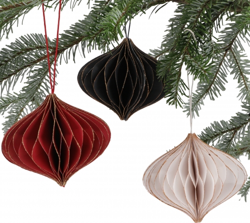 Set of 3 Christmas decorations, Christmas decoration made of honeycomb paper - ball - 10x10x10 cm 