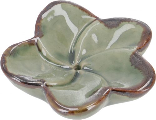 Exotic ceramic incense holder - jasmine green - 2x7x7 cm 