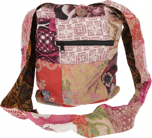 Boho shoulder bag, large patchwork bag, shopper - red - 38x35x15 cm 