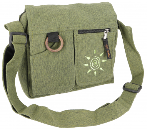 Boho shoulder bag, hippie bag sun, vintage shoulder bag - sun/green - 25x25x7 cm 