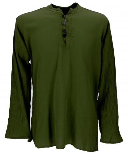 Casual shirt, yoga shirt, slip-on shirt, goa shirt - olive green