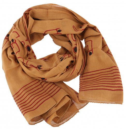 Leichter Pareo, Sarong, handbedrucktes Baumwolltuch - Farb Kombination 35 - 190x120 cm