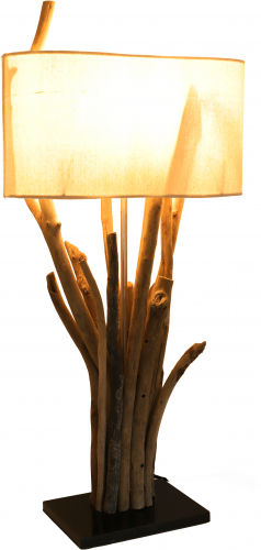 Table lamp/table lamp, handmade in Bali from natural material, driftwood, cotton - Makarena model - 75x35x15 cm 
