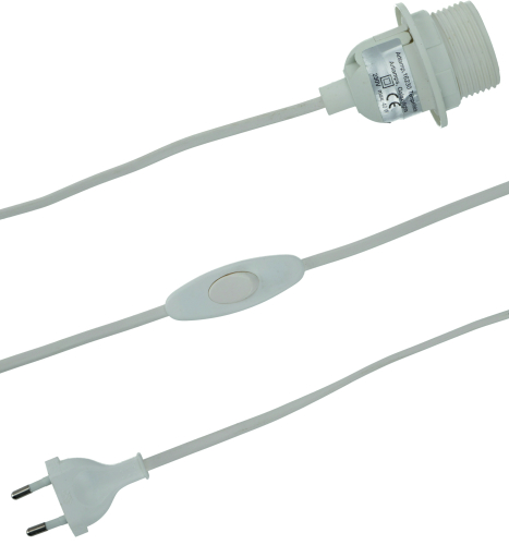 Connection cable, plug cable, supply cable, lamp cable with switch and socket individually packaged - 3m - white/E27 - 0,1x3x0,2 cm 