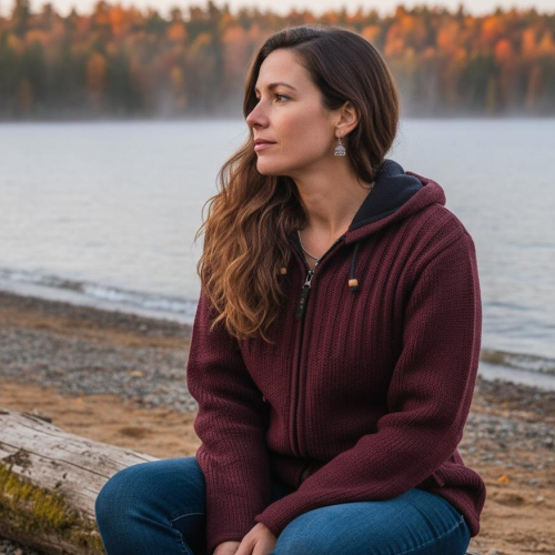 Unisex Strickjacke, Wolljacke, Nepaljacke burgundy - Modell 27