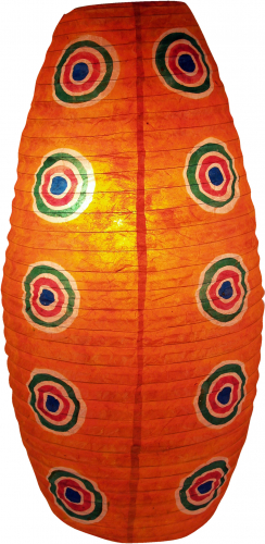 Oval Lokta paper lampshade, hanging lamp Coronada - retro orange - 52x29x29 cm 