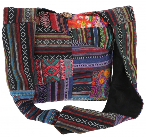 Boho Schultertasche, Hippie Tasche, Ethno patchwork Schulterbeutel - bunt  - 30x35x8 cm 