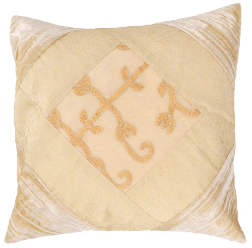 Oriental velvet brocade cushion cover, cushion cover, decorative cushion 40*40 cm - beige