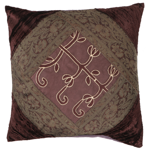 Oriental velvet brocade cushion cover, cushion cover, decorative cushion 40*40 cm - brown pattern 1