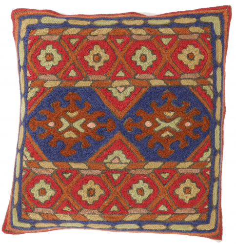 Kelim cushion cover `cashmere`, embroidered cushion cover, wool decorative cushion - pattern 21 - 40x40x1 cm 