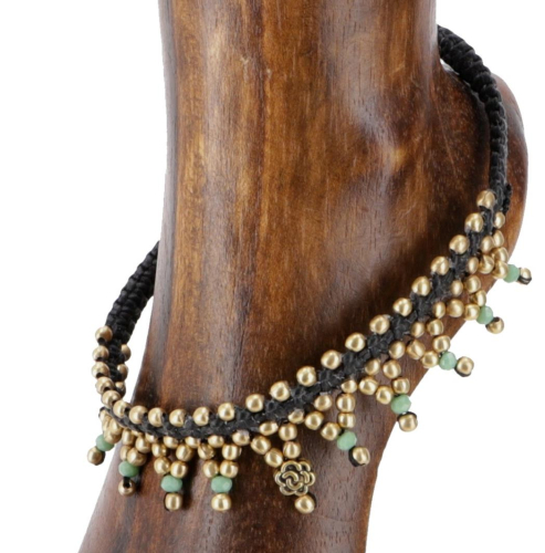 Macram anklet with beads - model 1 - 24 cm