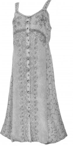 Embroidered boho summer dress, Indian hippie strap dress - gray/Design 20