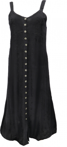 Embroidered boho summer dress, Indian hippie strap dress - black/design 20