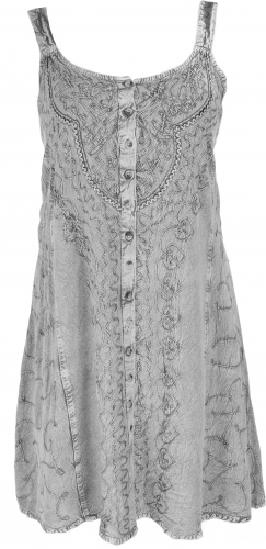 Besticktes indisches Boho Kleid, Hippie chic Minikleid - grau/Design 25