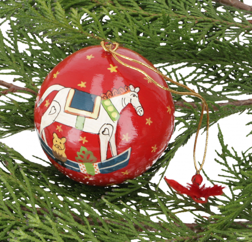 Upcycling Weihnachtskugel aus Pappmachee, Handbemalter Christbaumschmuck, Kaschmirkugeln - 10x7x7 cm  7 cm