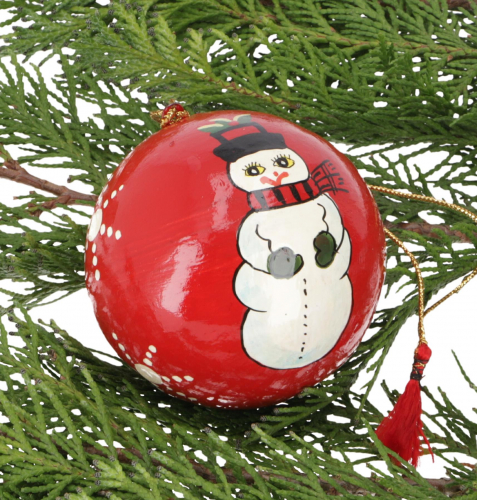 Upcycling Weihnachtskugel aus Pappmachee, Handbemalter Christbaumschmuck, Kaschmirkugeln - Muster 30 - 7x7x7 cm  7 cm