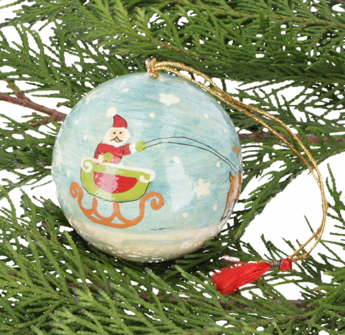 Upcycling papier-mch Christmas baubles, hand-painted Christmas tree decorations, cashmere baubles - pattern 33 - 7x7x7 cm  7 cm